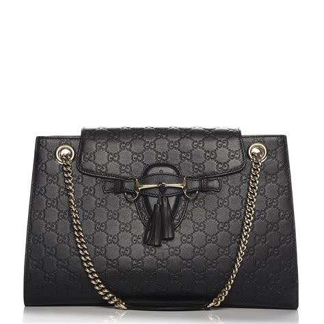 black gucci bag gold chain|Gucci emily shoulder bag.